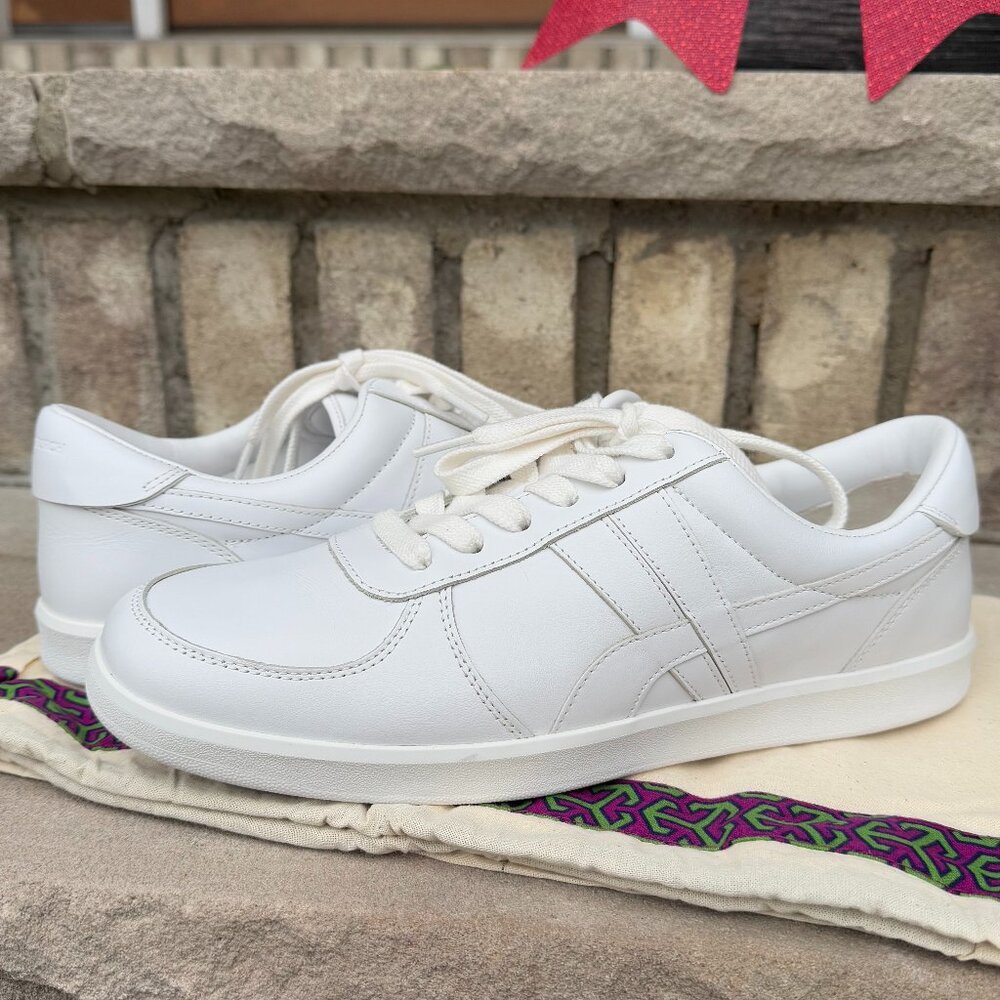 TORY BURCH HANK COURT 10 Women's White Leather Tennis Sneaker Preppy Low Top New